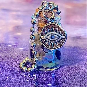 “Lift the Veil” Protection Vile Keychain w/ Blue Flash Labradorite